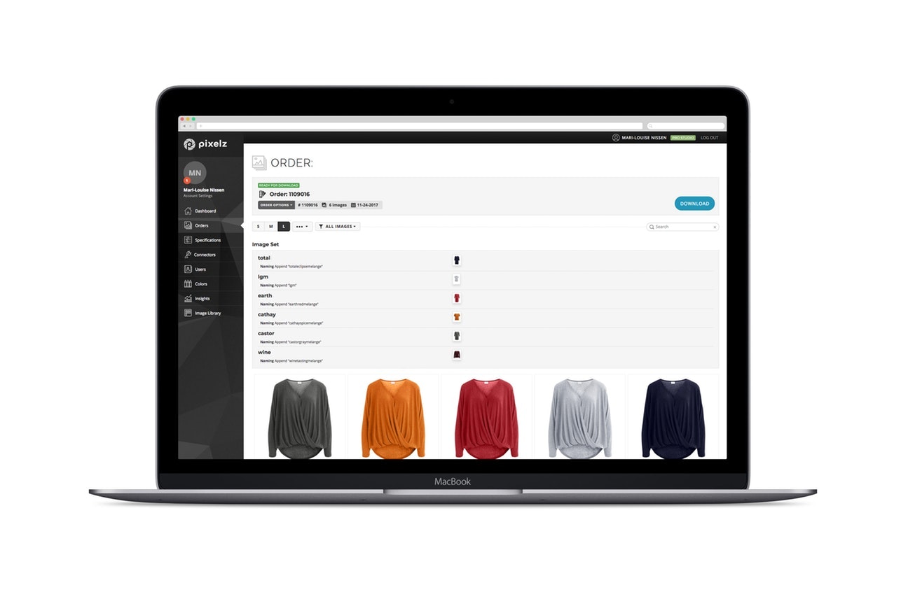 VILA clothes color change product image order screenshot in macbook